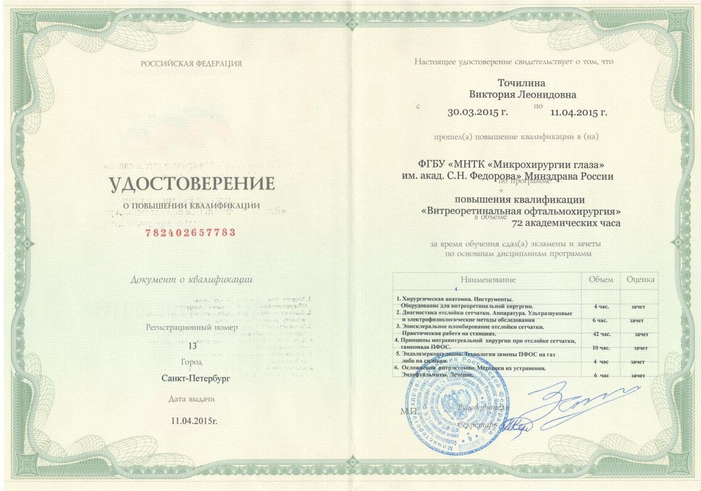 Диплом или сертификат 10 — Точилина Виктория Леонидовна