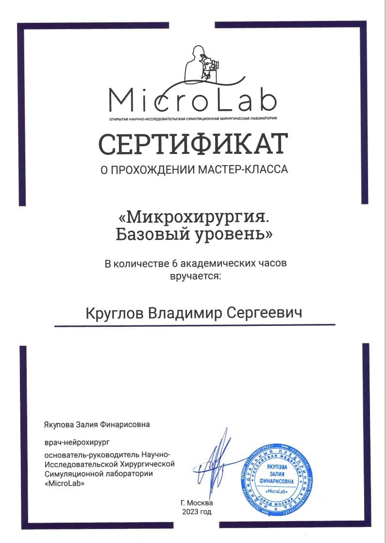 Диплом или сертификат 5 — Круглов Владимир Сергеевич