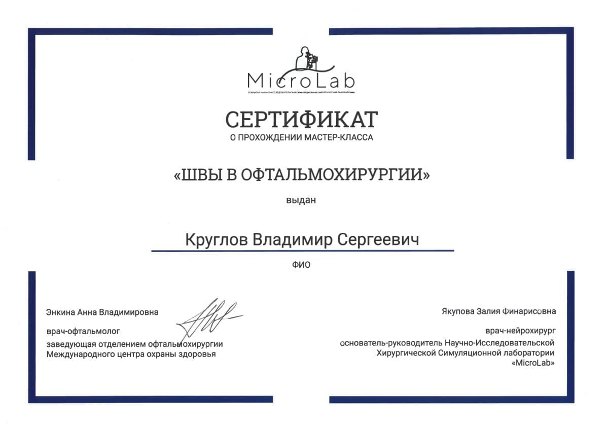 Диплом или сертификат 6 — Круглов Владимир Сергеевич