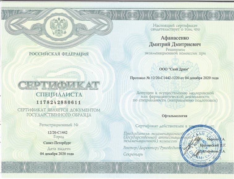 Диплом или сертификат 2 — Афанасенко Дмитрий Дмитриевич