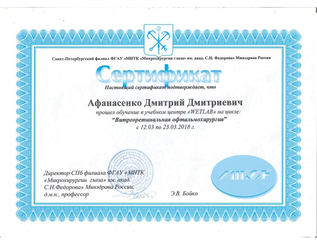 Диплом или сертификат 4 — Афанасенко Дмитрий Дмитриевич