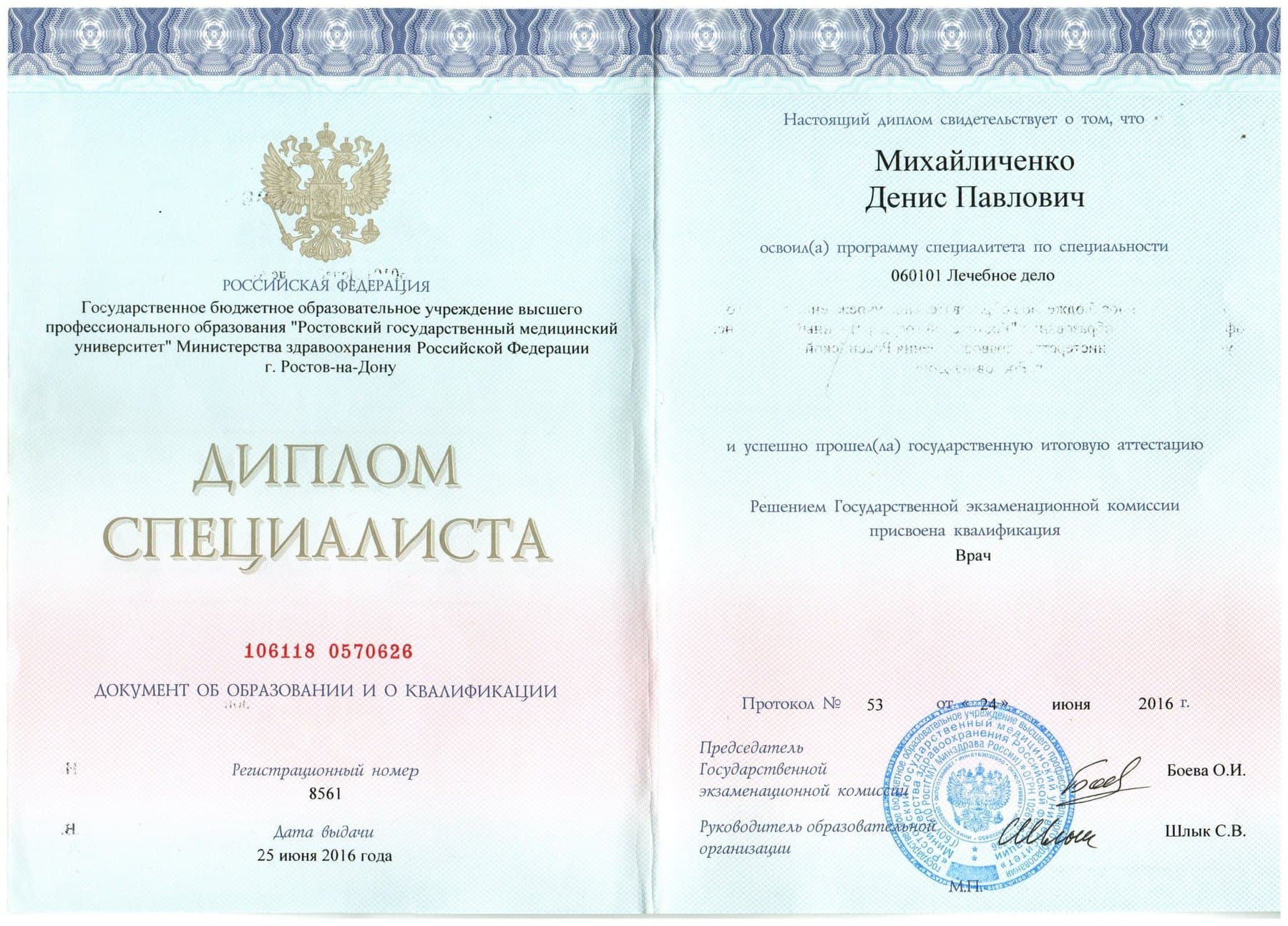 Диплом или сертификат 1 — Михайличенко Денис Павлович