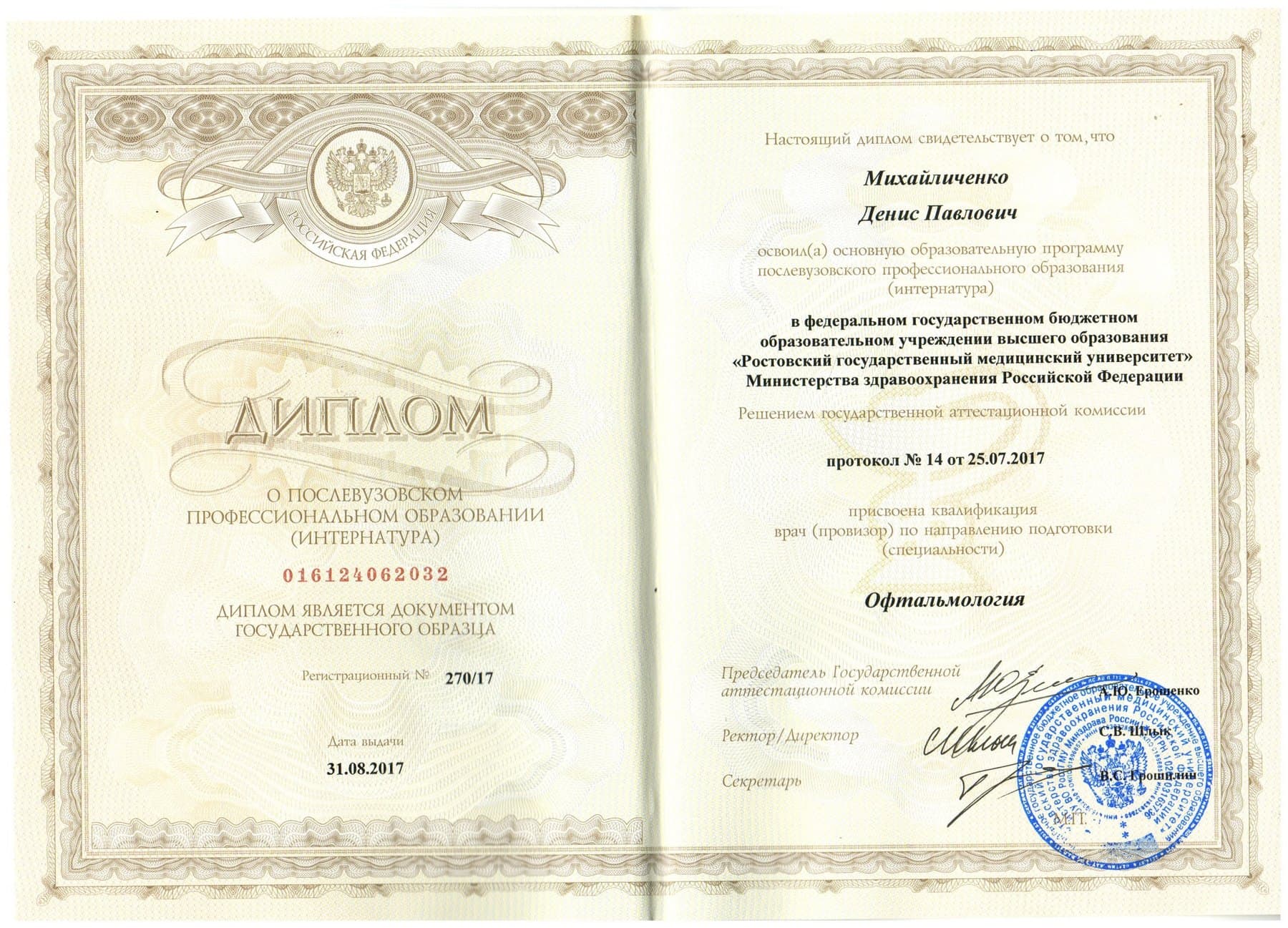 Диплом или сертификат 2 — Михайличенко Денис Павлович