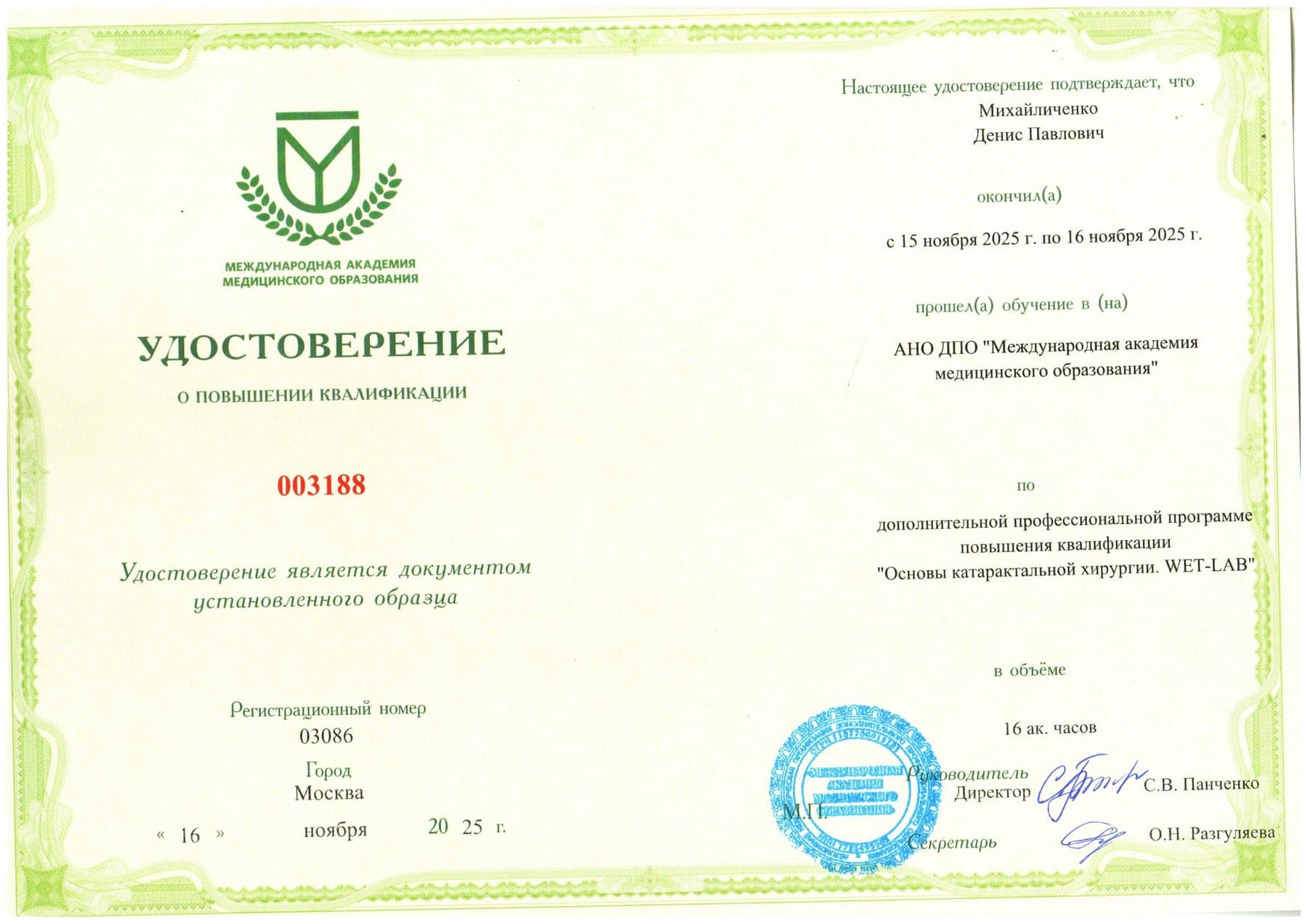 Диплом или сертификат 4 — Михайличенко Денис Павлович