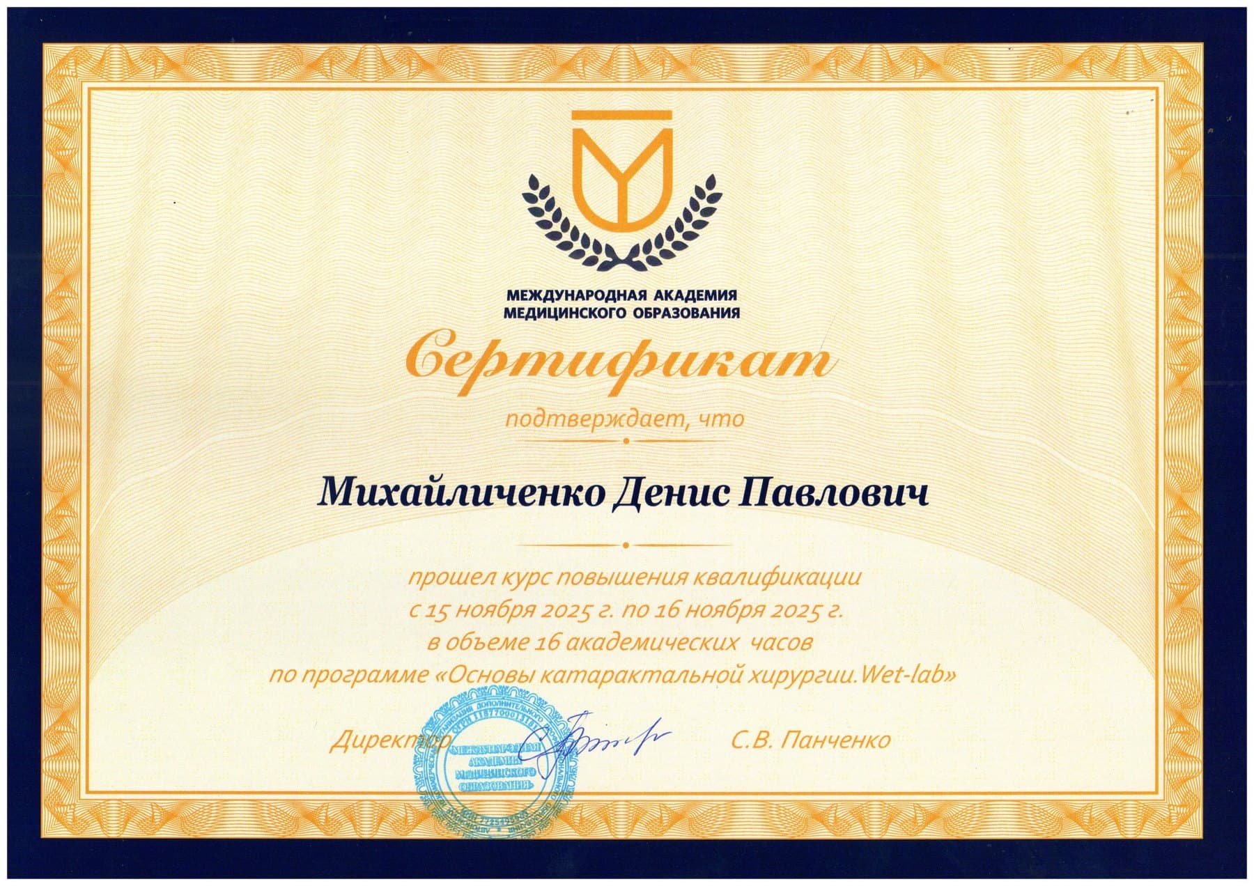 Диплом или сертификат 5 — Михайличенко Денис Павлович